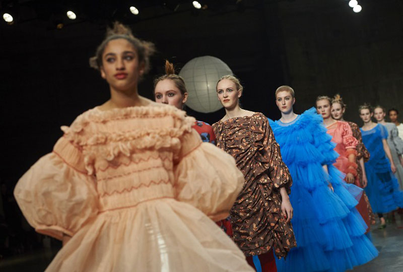 Models walk at the Milly Goddard show (photo c/o AFP)